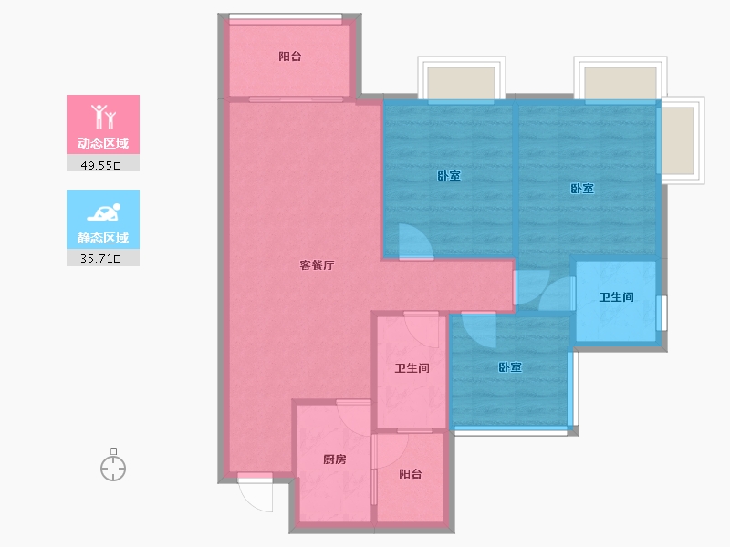 四川省-德阳市-保利国际城香雪国际-77.24-户型库-动静分区