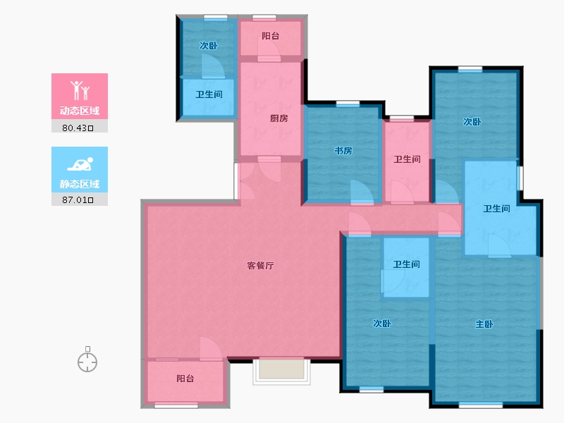 陕西省-西安市-富力白鹭湾-150.01-户型库-动静分区