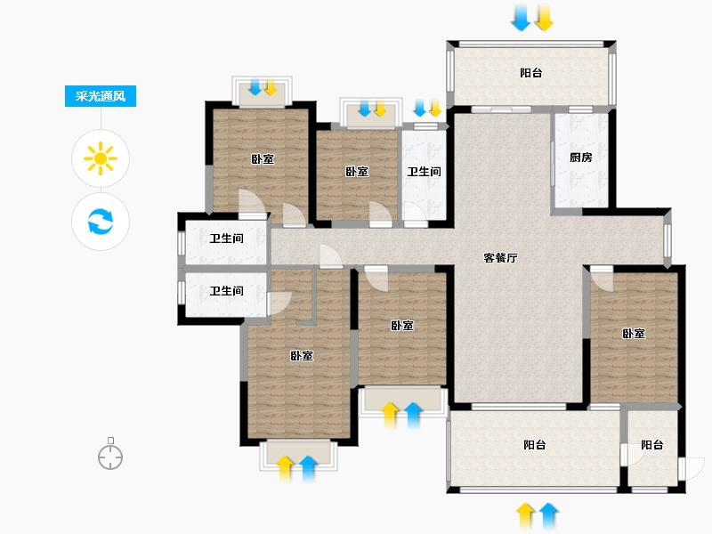 广西壮族自治区-玉林市-万昌东方巴黎湖岸-168.72-户型库-采光通风