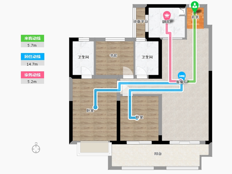 江苏省-常州市-新城华宇悦隽公馆-90.00-户型库-动静线