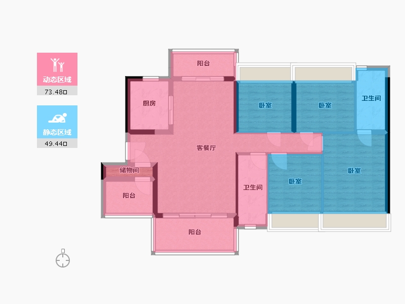 广西壮族自治区-玉林市-北流碧桂园十里江湾-109.93-户型库-动静分区