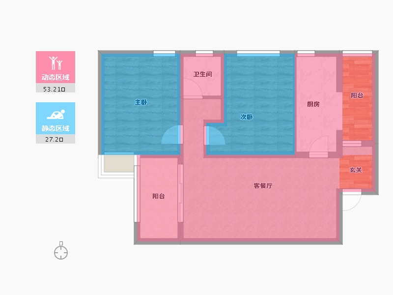 云南省-昆明市-恒泰滇池名门-71.08-户型库-动静分区