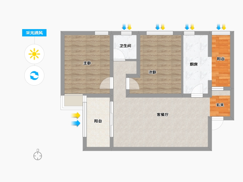 云南省-昆明市-恒泰滇池名门-71.08-户型库-采光通风