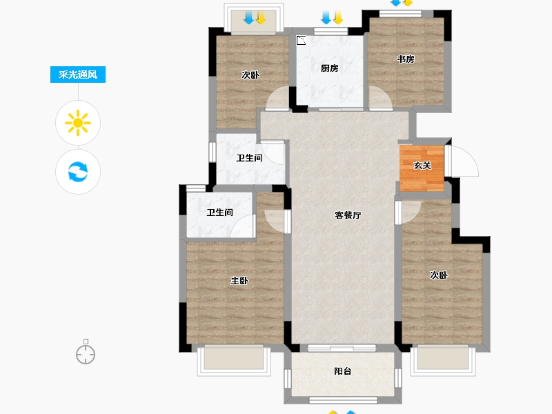 江苏省-南京市-固城湖金茂逸墅-93.93-户型库-采光通风