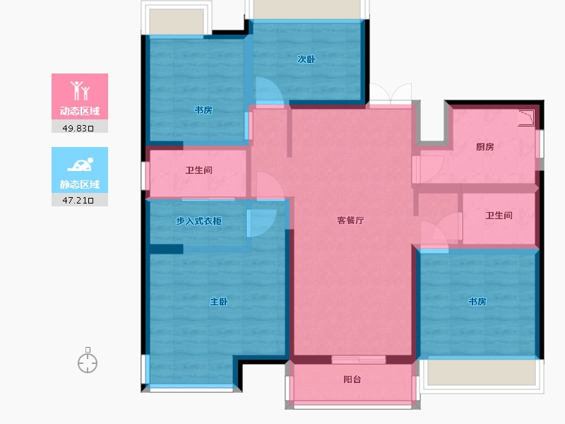 甘肃省-兰州市-文鑫时代星空-84.95-户型库-动静分区