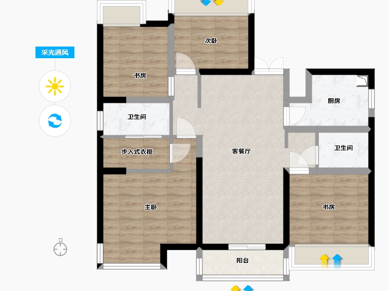 甘肃省-兰州市-文鑫时代星空-84.95-户型库-采光通风