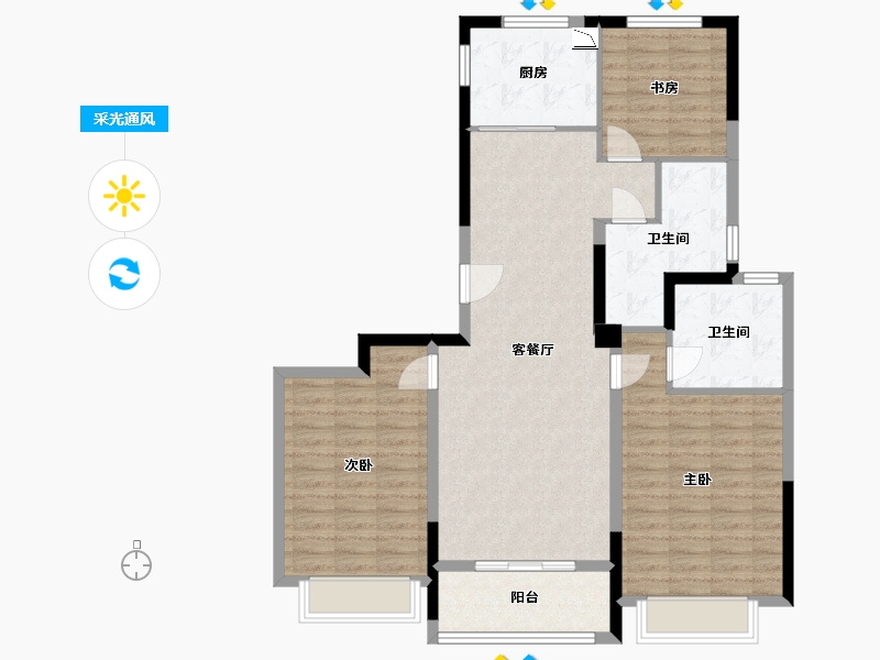 浙江省-金华市-海塘壹品-105.00-户型库-采光通风