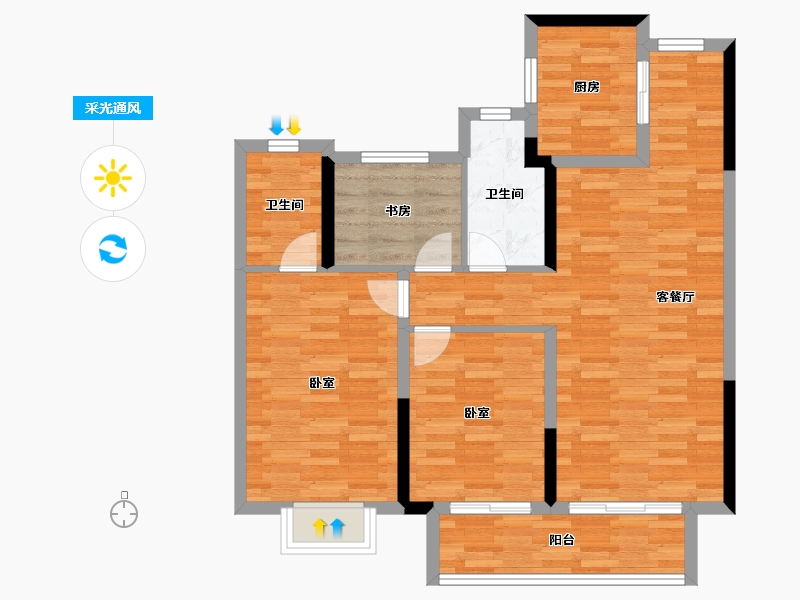 安徽省-宿州市-宿州天元府-85.99-户型库-采光通风