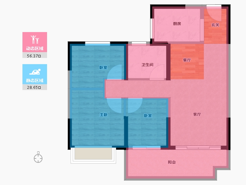 江苏省-常州市-碧桂园壹号天禧-76.00-户型库-动静分区