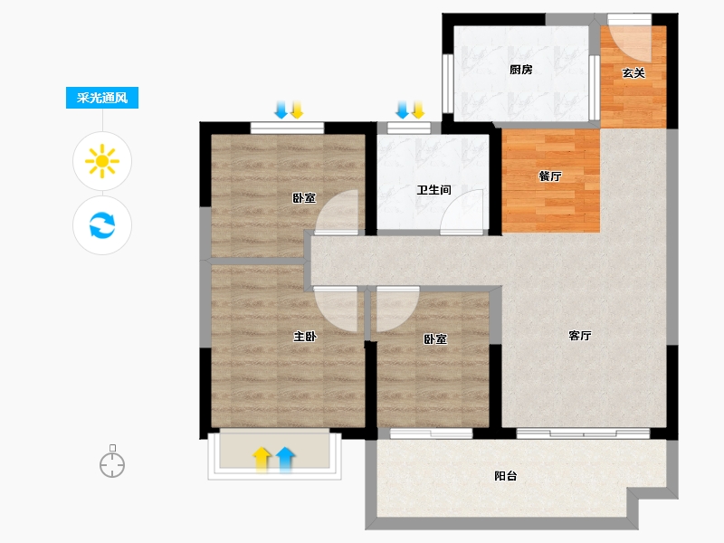 江苏省-常州市-碧桂园壹号天禧-76.00-户型库-采光通风