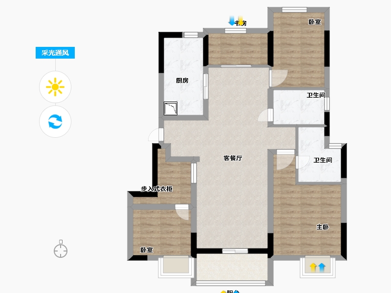 江苏省-苏州市-兴学花苑-89.58-户型库-采光通风