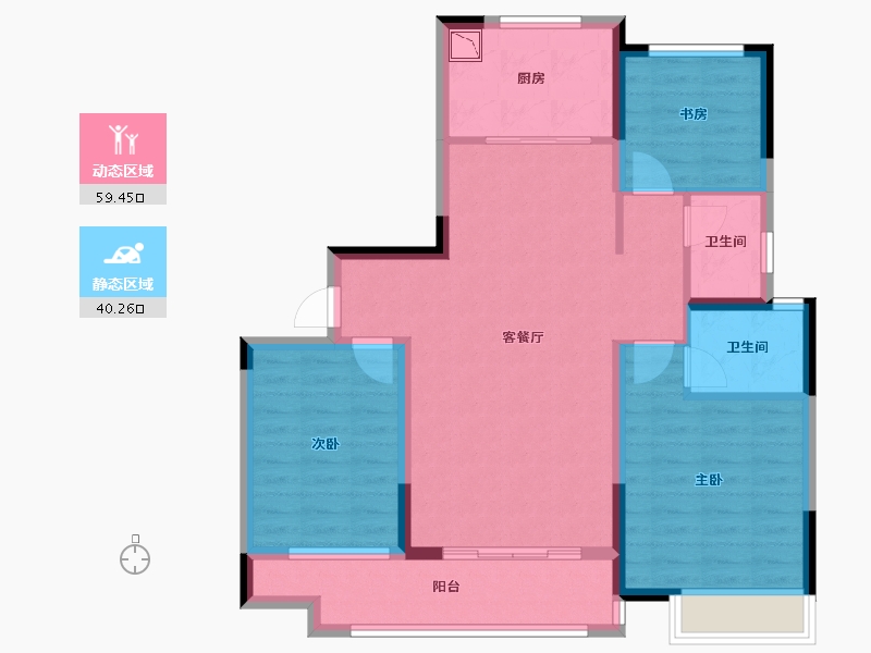 陕西省-榆林市-阳光紫郡-88.79-户型库-动静分区