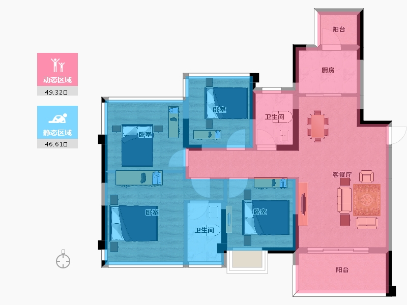 四川省-南充市-御景台-84.84-户型库-动静分区