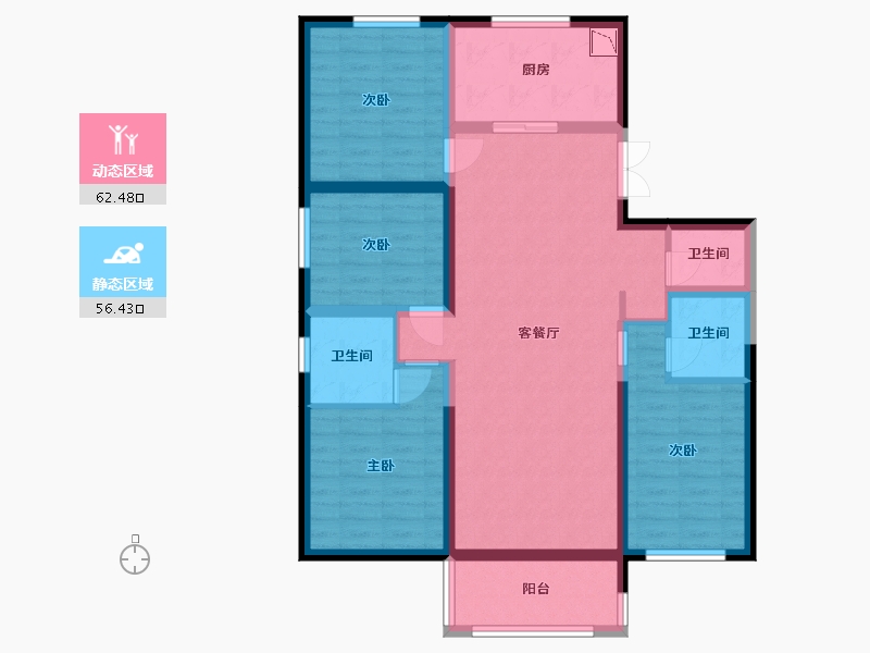 甘肃省-兰州市-文鑫时代星空-105.34-户型库-动静分区