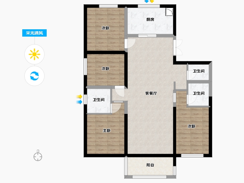 甘肃省-兰州市-文鑫时代星空-105.34-户型库-采光通风