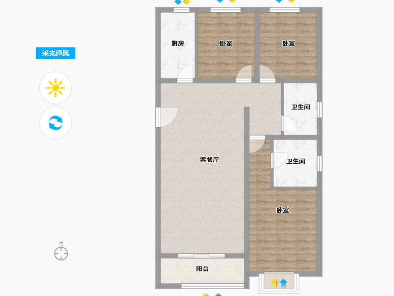 山西省-太原市-新希望花园-96.01-户型库-采光通风