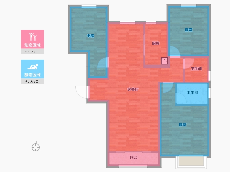 甘肃省-兰州市-世茂宏建云煦园-89.89-户型库-动静分区