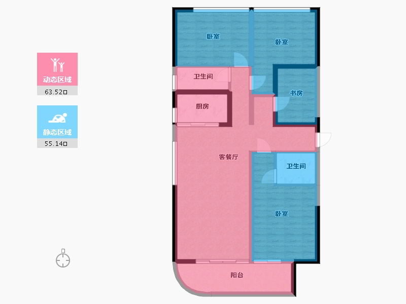 广西壮族自治区-玉林市-中鼎绿城中心-106.06-户型库-动静分区