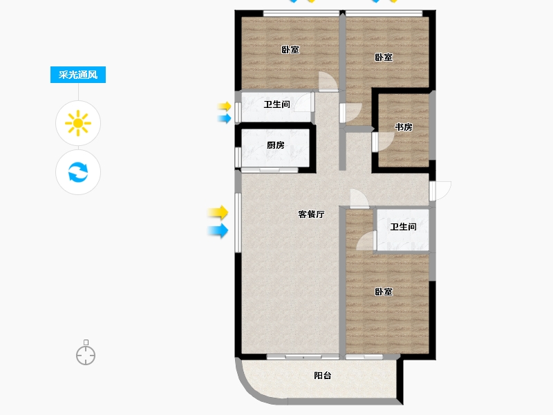 广西壮族自治区-玉林市-中鼎绿城中心-106.06-户型库-采光通风