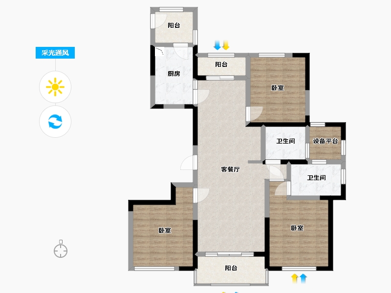 江苏省-苏州市-苏高新大成珺-112.00-户型库-采光通风