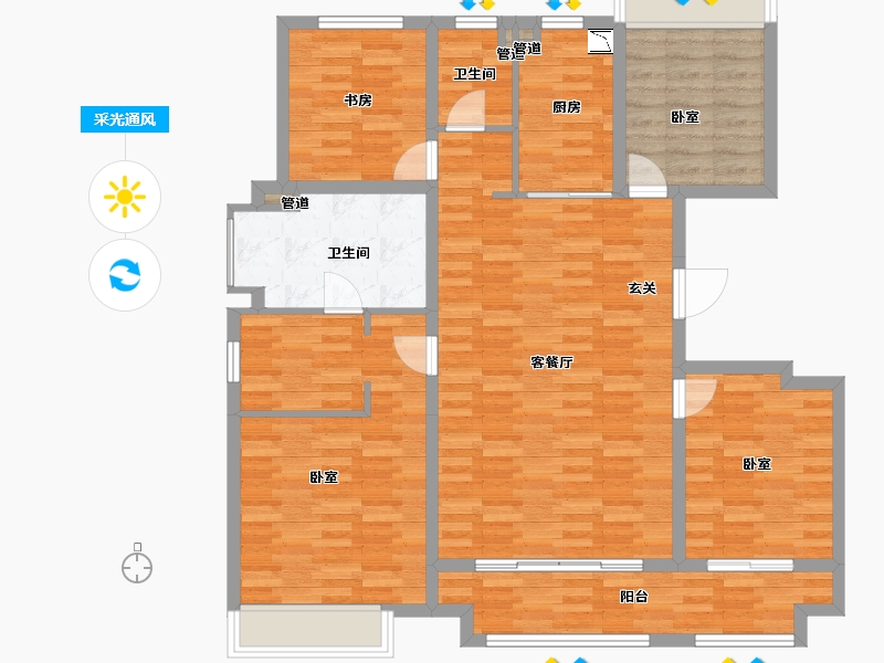 江苏省-南京市-泰禾金尊府-117.00-户型库-采光通风