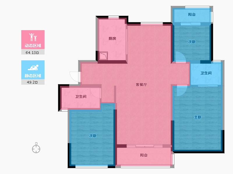 陕西省-榆林市-阳光紫郡-101.09-户型库-动静分区