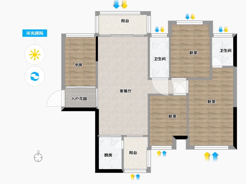 广西壮族自治区-玉林市-喜润金域悦府-91.01-户型库-采光通风