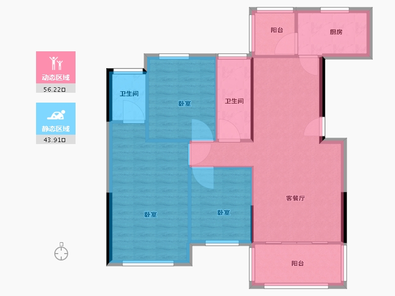 广西壮族自治区-玉林市-喜润金域悦府-91.32-户型库-动静分区