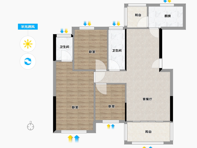 广西壮族自治区-玉林市-喜润金域悦府-91.32-户型库-采光通风