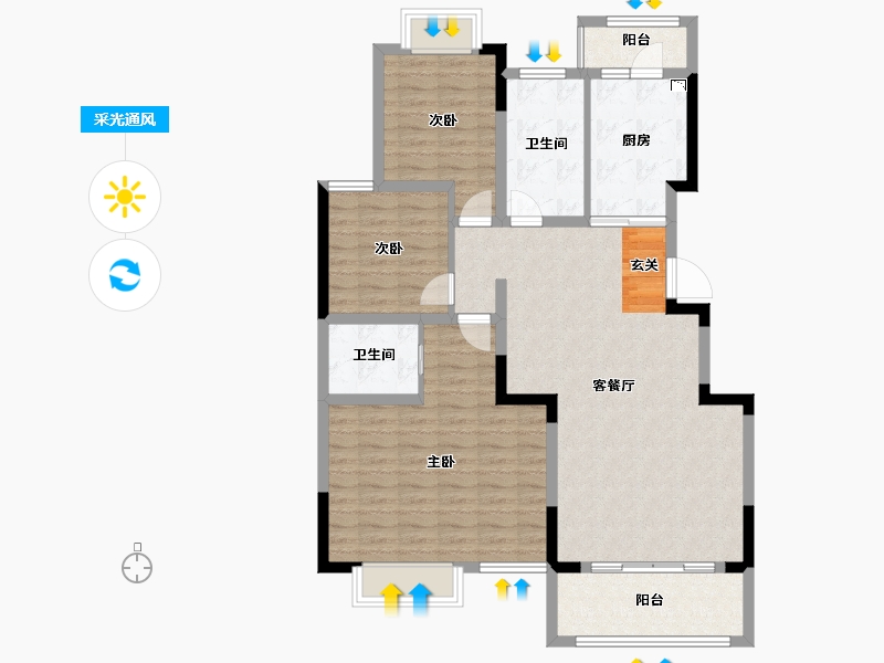 江苏省-南京市-橡树城-109.01-户型库-采光通风