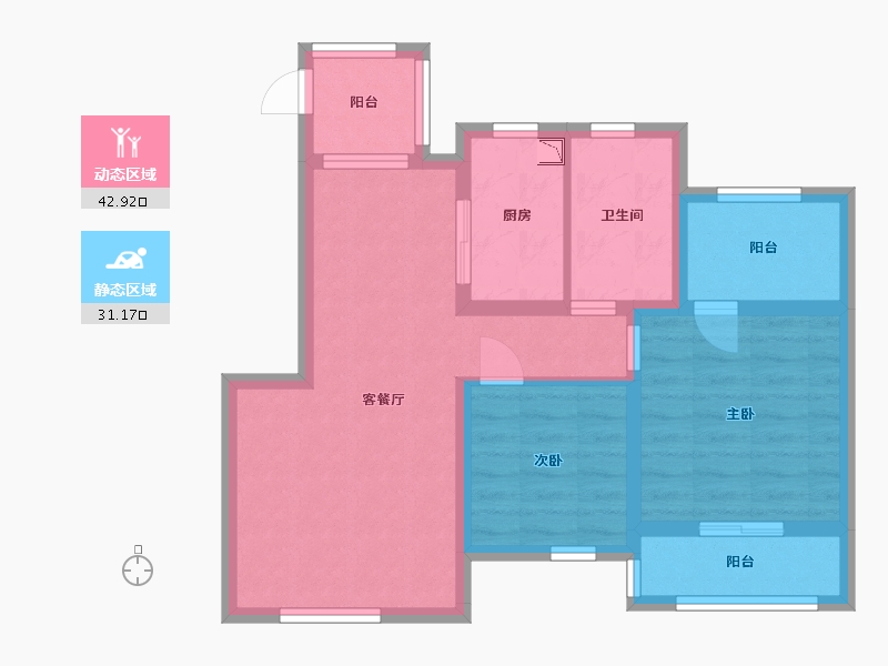 江苏省-苏州市-华园丽都阳光-64.80-户型库-动静分区