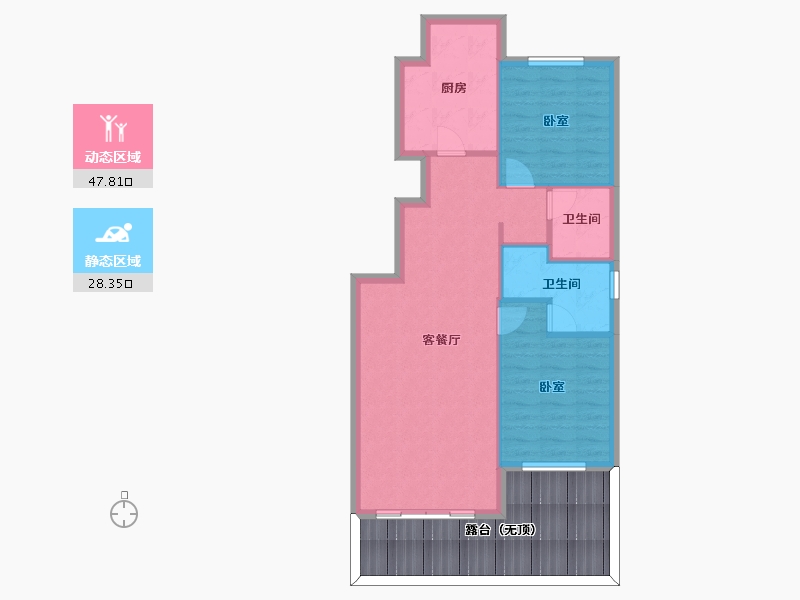 辽宁省-葫芦岛市-恒嘉渤海御景-83.61-户型库-动静分区