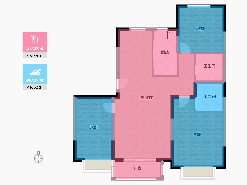 陕西省-榆林市-颐和嘉苑-96.52-户型库-动静分区