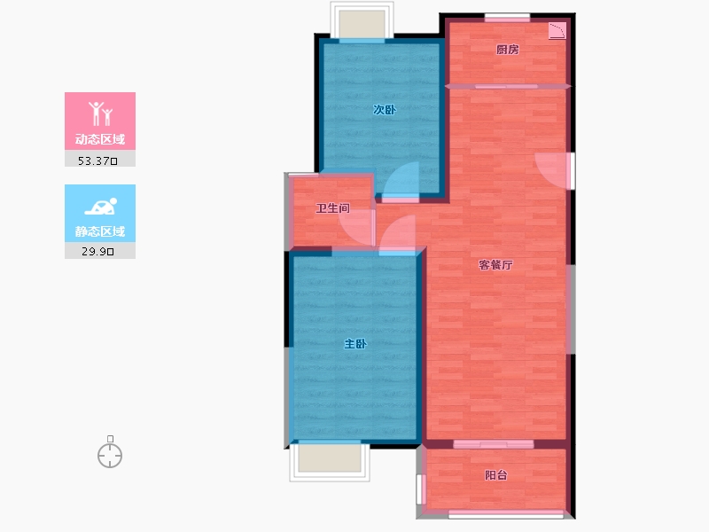 陕西省-西安市-智慧公馆-74.69-户型库-动静分区