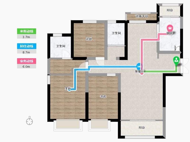 甘肃省-兰州市-银河国际居住区三期-94.48-户型库-动静线