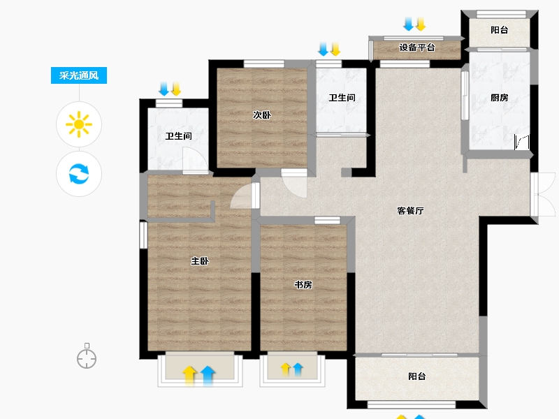 甘肃省-兰州市-银河国际居住区三期-94.48-户型库-采光通风