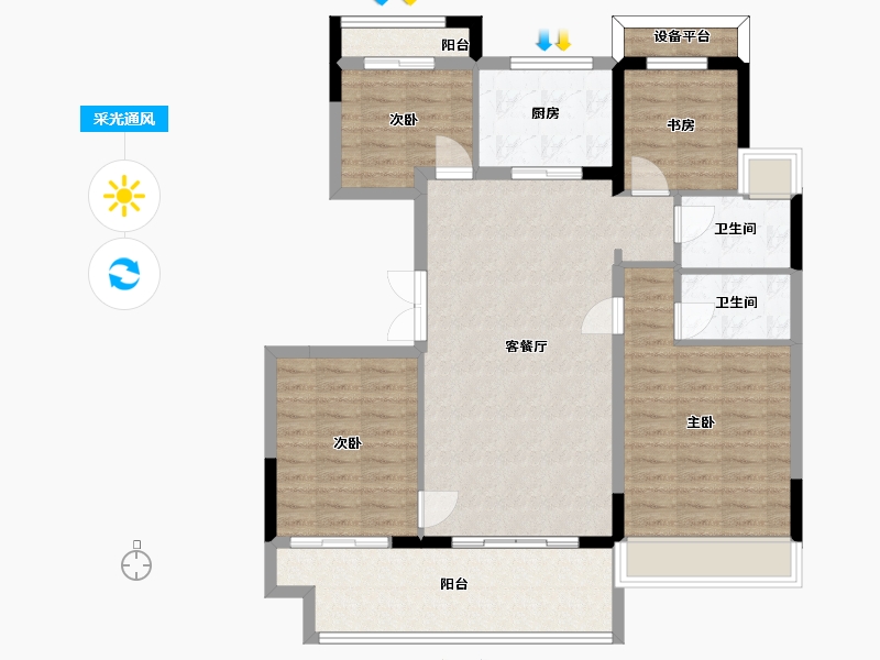 江苏省-苏州市-虞澜别院-103.20-户型库-采光通风