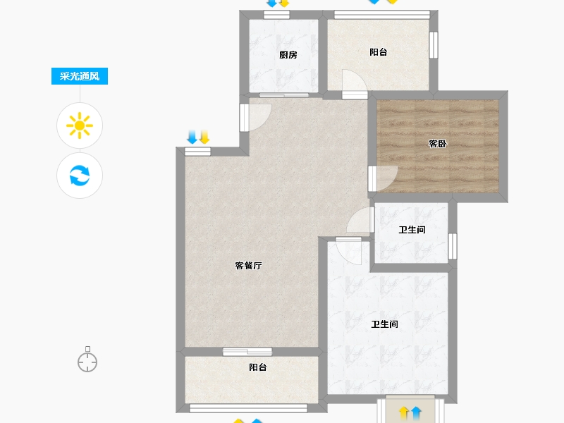 江苏省-苏州市-中铁诺德誉园-70.19-户型库-采光通风