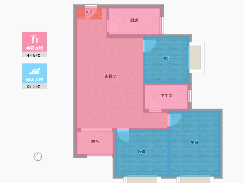 陕西省-西安市-逸景佲园-71.75-户型库-动静分区