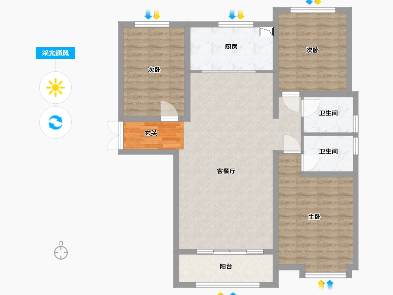 甘肃省-兰州市-温商金豪庭-97.32-户型库-采光通风