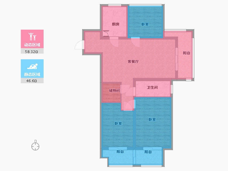 江苏省-苏州市-万科胥江城市花园-93.00-户型库-动静分区