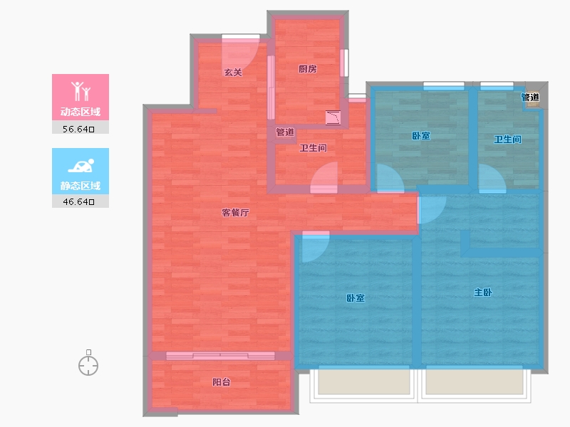 陕西省-西安市-融创观唐宸院-91.51-户型库-动静分区