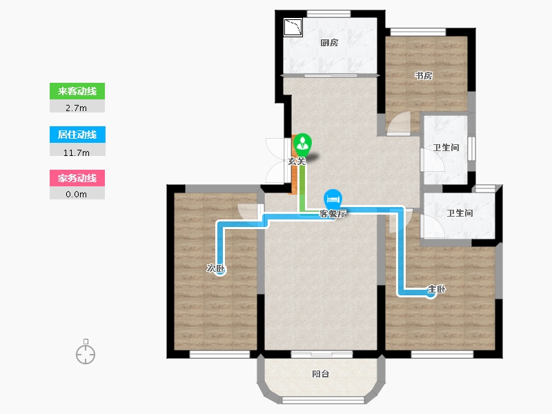 陕西省-西安市-幸福里-89.42-户型库-动静线