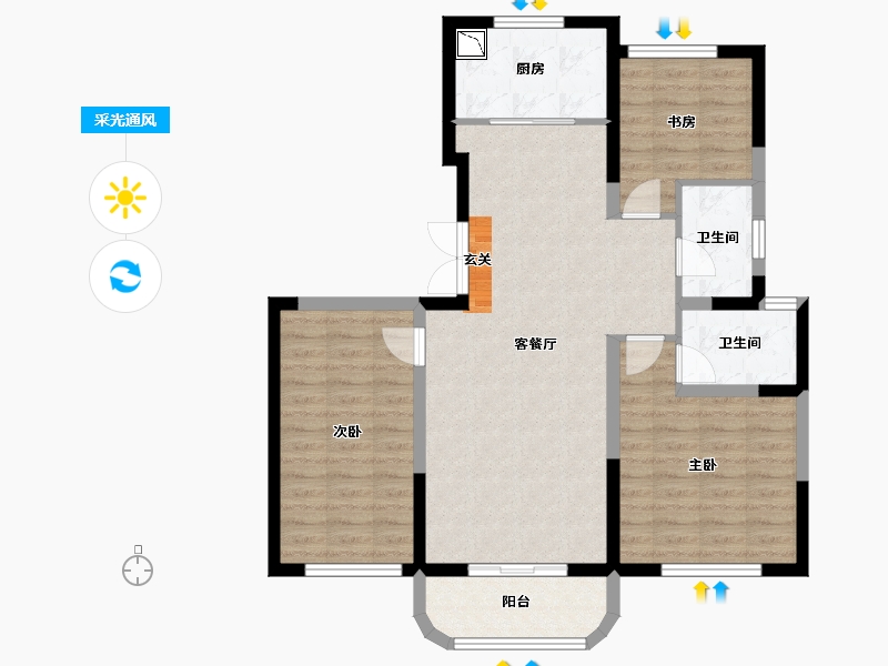 陕西省-西安市-幸福里-89.42-户型库-采光通风