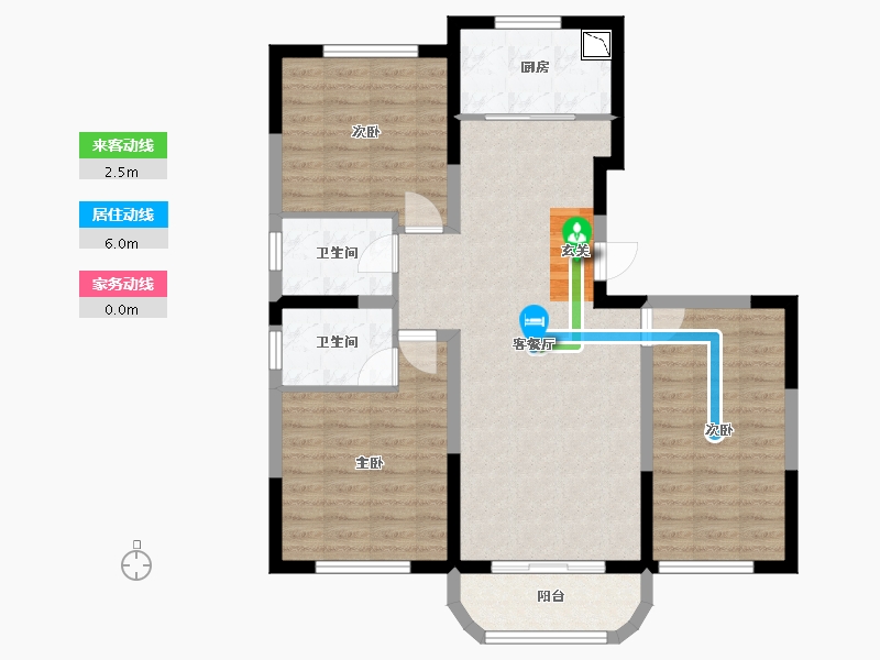 陕西省-西安市-幸福里-91.41-户型库-动静线