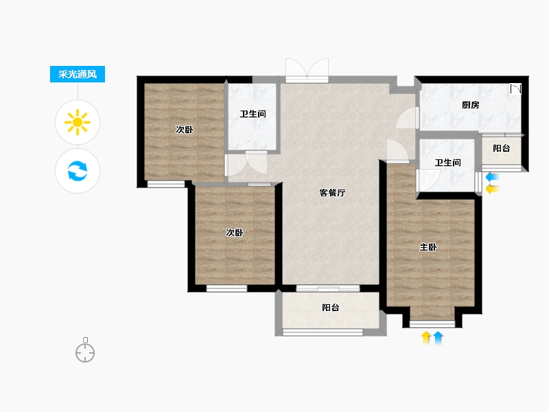 甘肃省-兰州市-温商金豪庭-80.86-户型库-采光通风