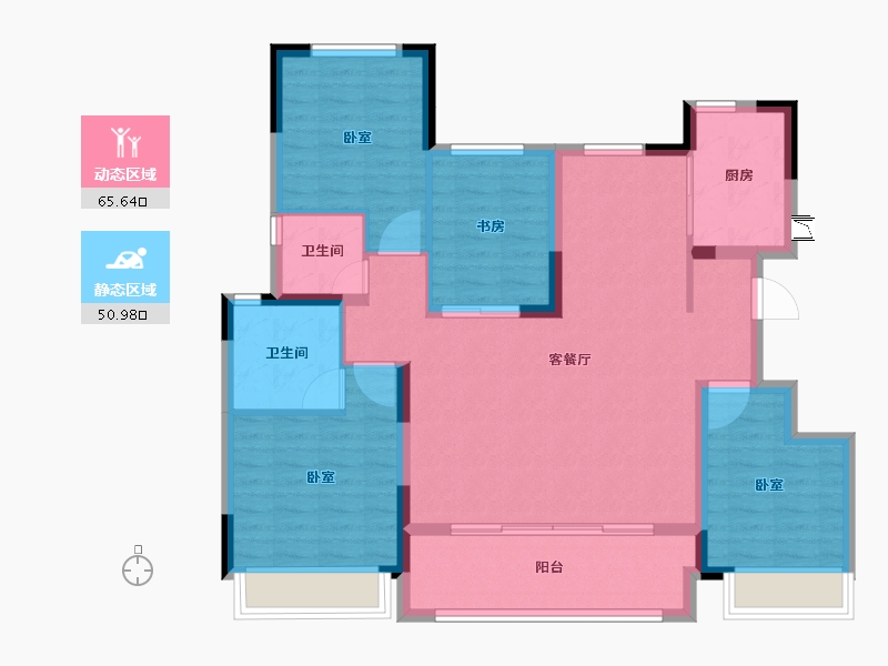 江苏省-徐州市-浅山风華-105.00-户型库-动静分区