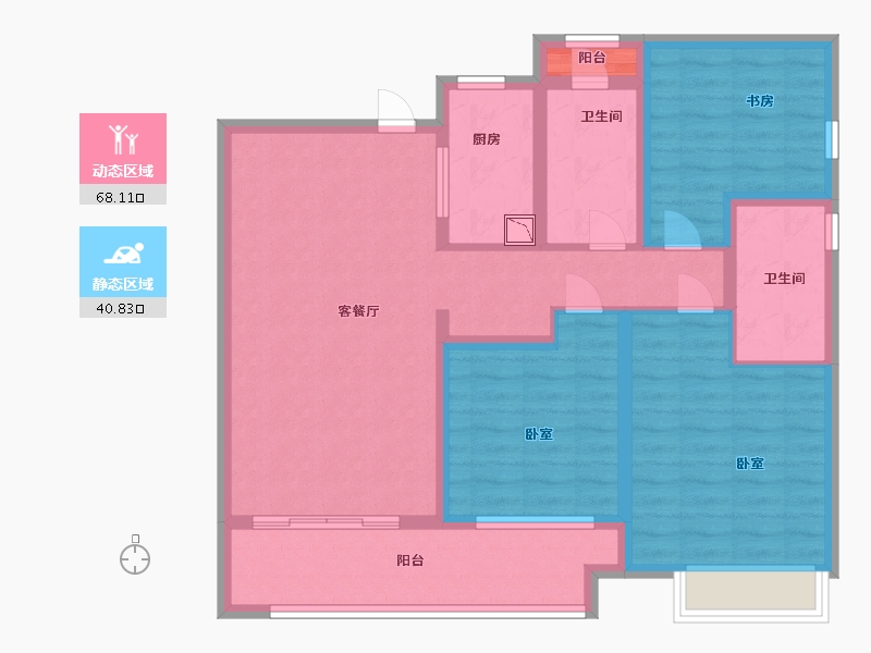 江苏省-苏州市-万科胥江城市花园-96.00-户型库-动静分区