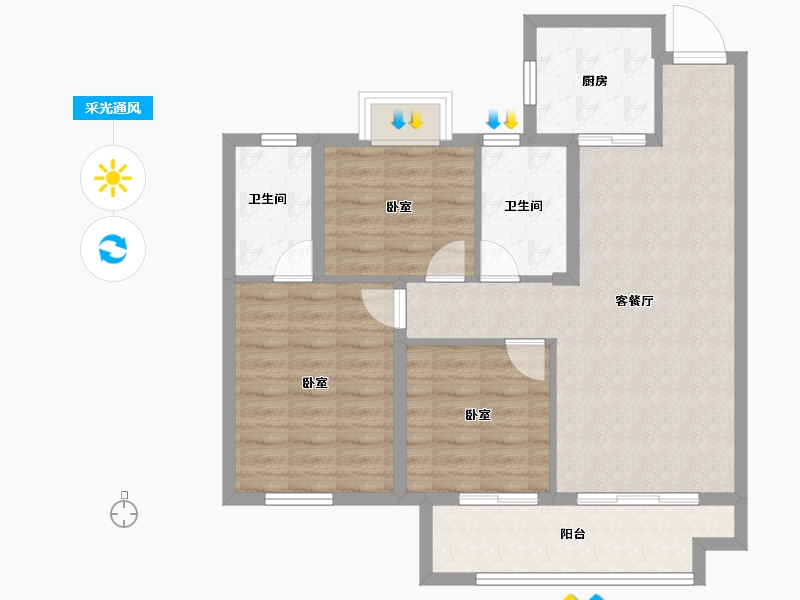 江苏省-常州市-遥光辰苑-82.00-户型库-采光通风