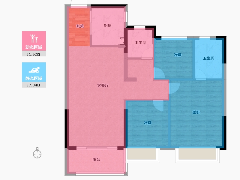 江苏省-南京市-宁滁恒大文化旅游城-80.00-户型库-动静分区